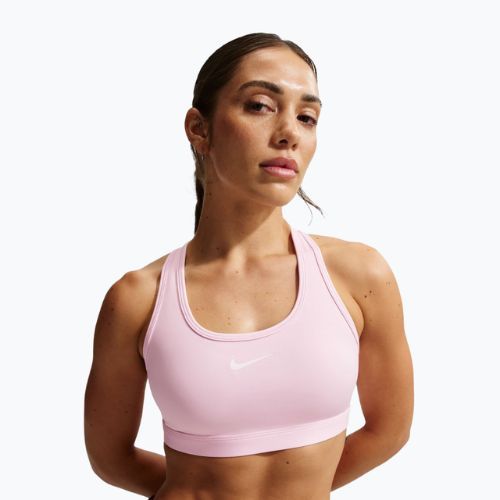 Reggiseno sportivo Nike Swoosh Medium Support pink foam/stone mauve/white