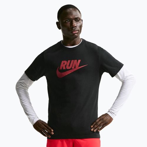 T-shirt uomo Nike Dri-Fit Running black/team crimson