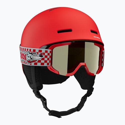 Casco da sci bambino Salomon Player Combo + Maschera da sci XV Jr cherry tomato/red silver mirror