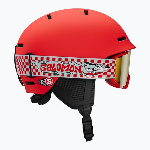 Casco da sci bambino Salomon Player Combo + Maschera da sci XV Jr cherry tomato/red silver mirror