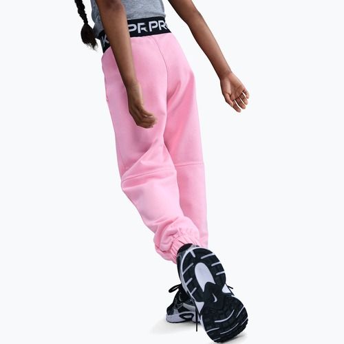 Pantaloni da bambino Nike Pro Fleece Dri-Fit med soft pink/med soft pink/black/white