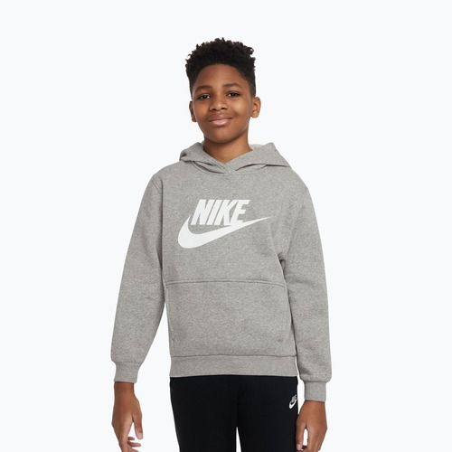 Felpa per bambini Nike Club Fleece Hoodie dark grey heather/white