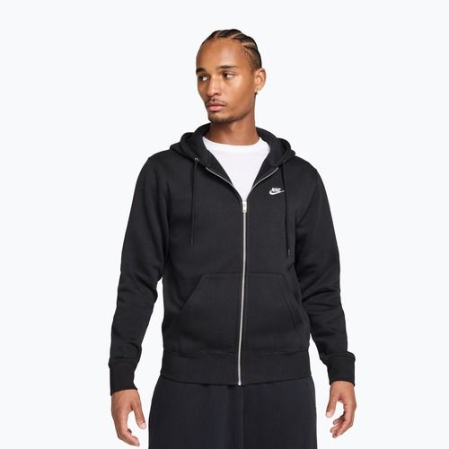 Felpa uomo Nike Club Full Zip Hoodie Black/Black/White