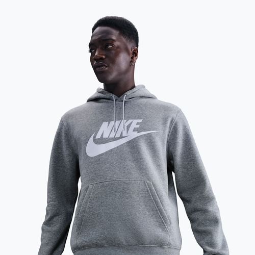 Felpa uomo Nike Club Pullover Hoodie dark grey heather/light smoke grey/white
