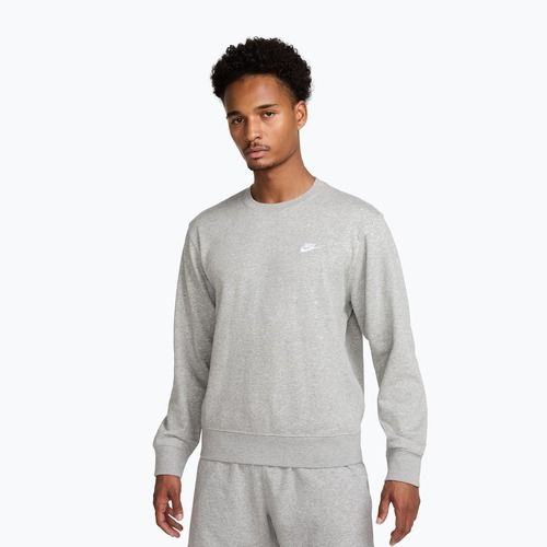 Felpa uomo Nike Club French Terry Crew dark grey heather/white
