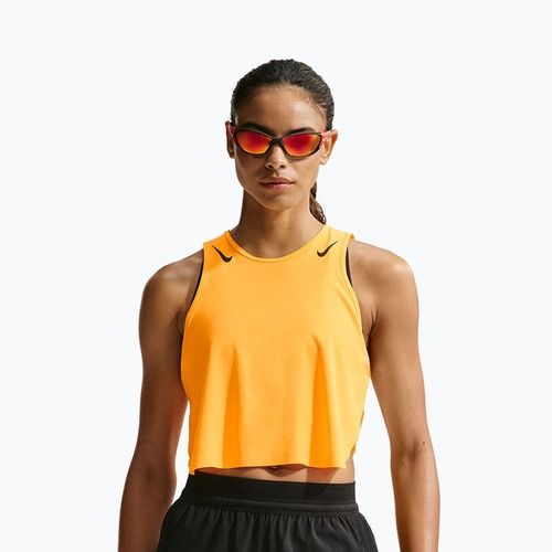 Top da corsa donna Nike AeroSwift Dri-Fit ADV Cropped Tank Top laser orange/black