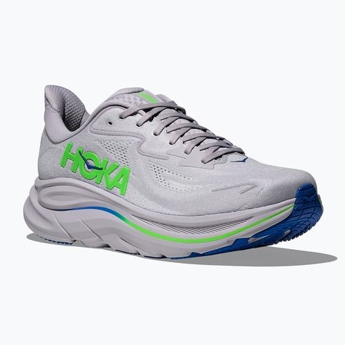 Scarpe da corsa da uomo HOKA Clifton 10 Wide ash grey/neon green