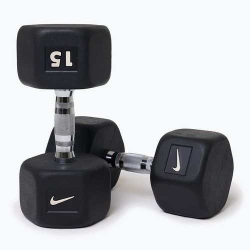 Manubrio gommato Nike Strength Hex Dumbbell 15 kg black/white