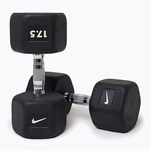 Manubrio gommato Nike Strength Hex Dumbbell 17,5 kg black/white