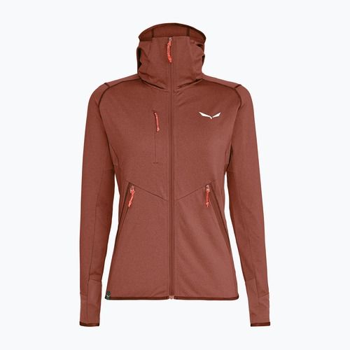 Felpa da trekking da donna Salewa Agner Hybrid PL/DST FZ Hoody etruscan red melange