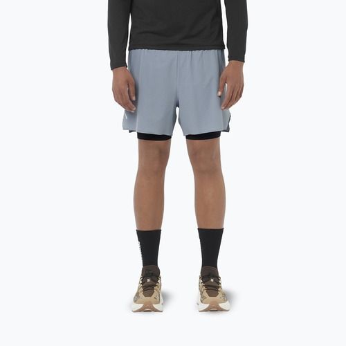 Pantaloncini da corsa da uomo Salomon Sense Aero 2IN1 5 "trade winds"
