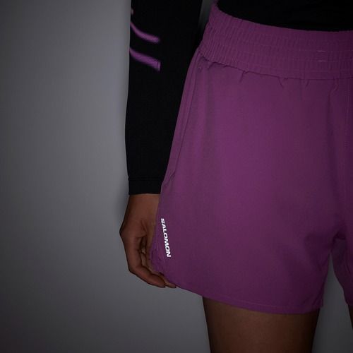 Pantaloncini da corsa da donna Salomon Shakeout Core 2IN1 4 "iris orchid"