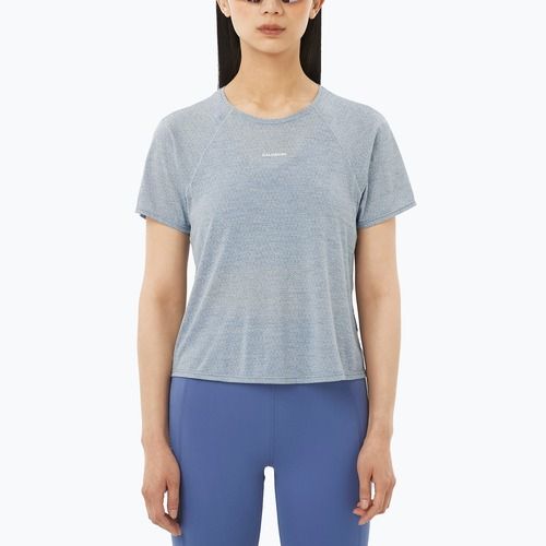 Maglietta da running da donna Salomon Shakeout Air Cropp trade winds