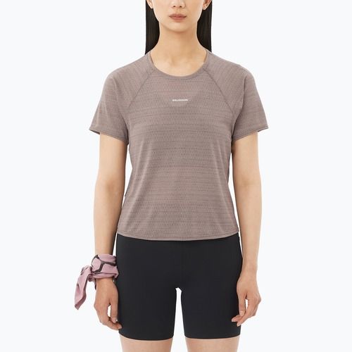 Maglietta da running da donna Salomon Shakeout Air Cropp iron