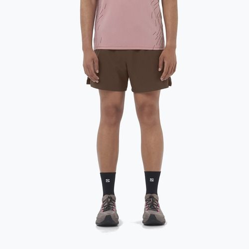 Pantaloncini da corsa da uomo Salomon SHAKEout Core 5 "coffe bean"
