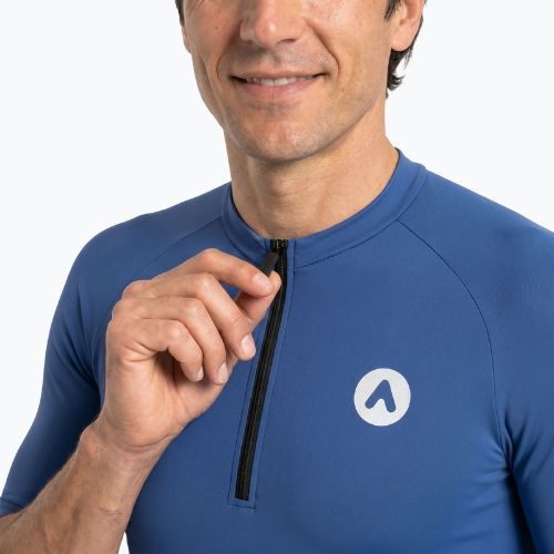 Maglietta da ciclismo uomo ATTABO TEVRA con zip corta blu navy