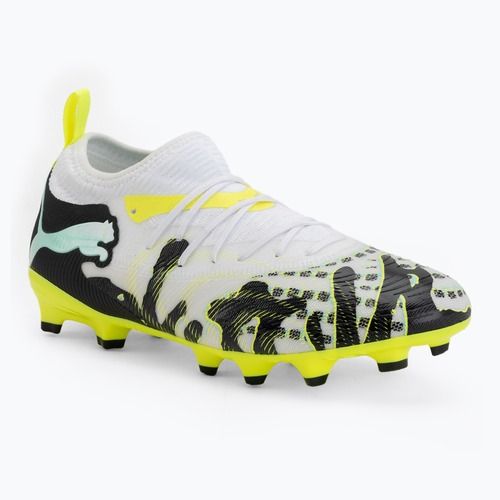 Scarpe da calcio per bambini PUMA Future 9 Match Creativity Fg/Ag Jr yellow alert/mint jelly/puma white/puma black