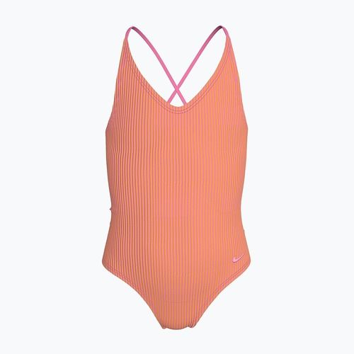 Costume da bagno intero per bambini Nike Ocean Bound Ripple Texture Lace Up pink glow