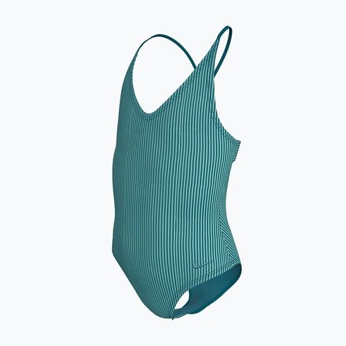 Costume da bagno intero per bambini Nike Ocean Bound Ripple Texture Lace Up blached turquoise