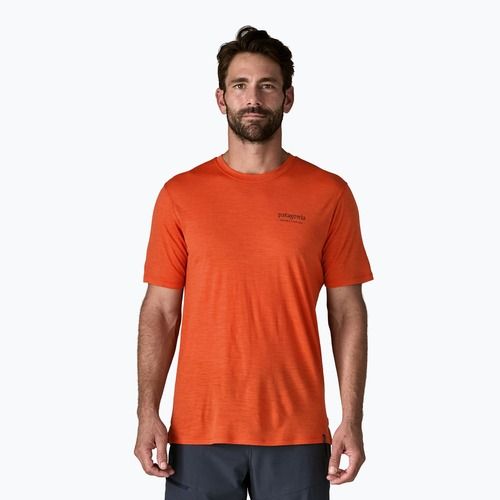 Maglietta da uomo Patagonia Cap Cool Merino Blend Graphic Shirt heritage header/coal orange