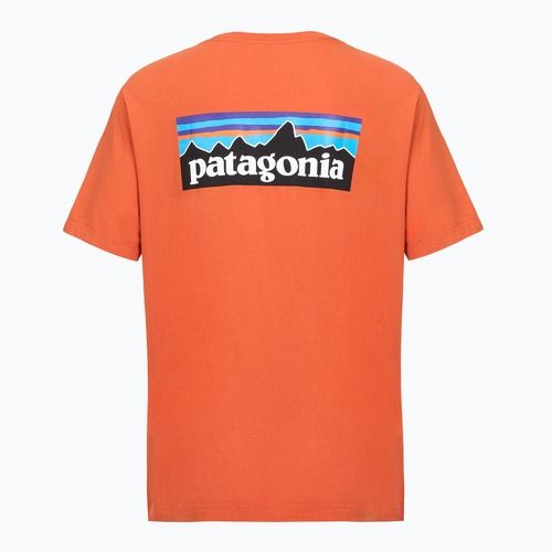 Maglietta da uomo Patagonia P-6 Logo coal orange