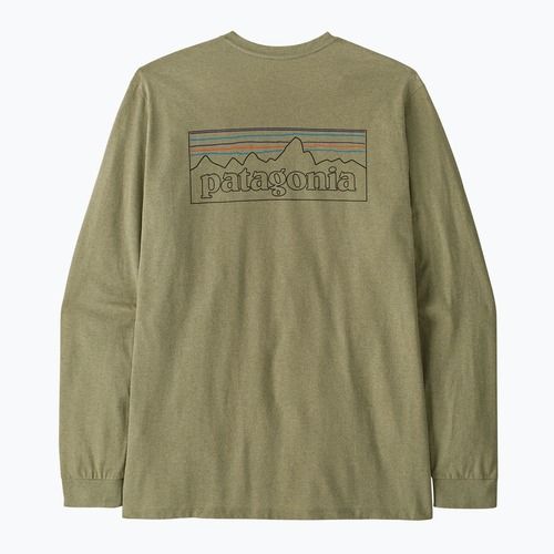 Maglia a maniche lunghe da uomo Patagonia P-6 Logo Responsibili p-6 outline/gumtree green