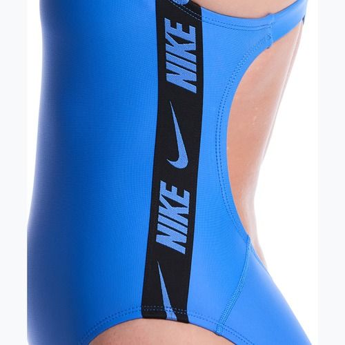 Costume da bagno intero da donna Nike Logo Tape Fastback blue crystal