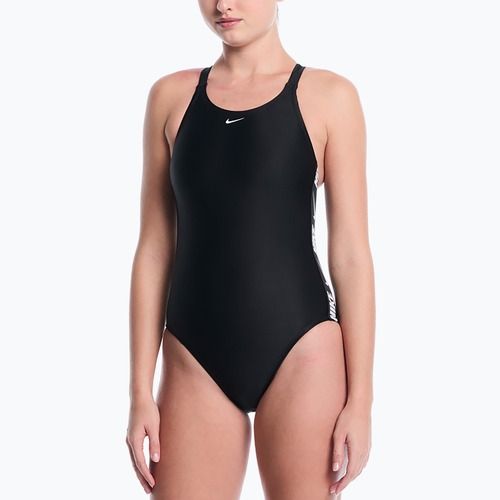 Costume da bagno intero da donna Nike Logo Tape Fastback black