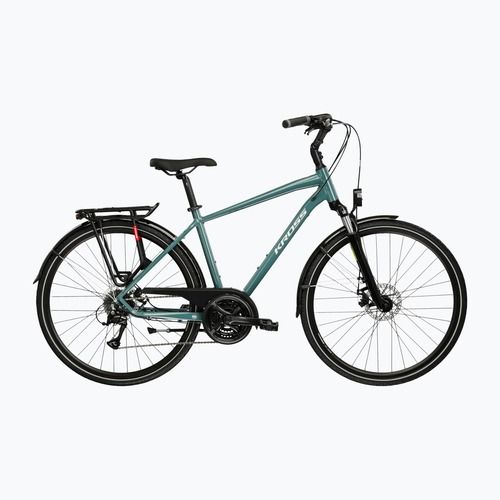 Bicicletta trekking da uomo KROSS Trans 3.0 green/silver/gloss