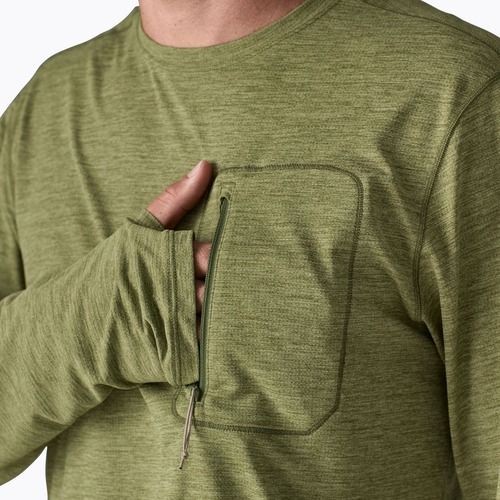 Maglia a maniche lunghe da uomo Patagonia Capilene Cool Sun caper green/buckhorn green x-dye