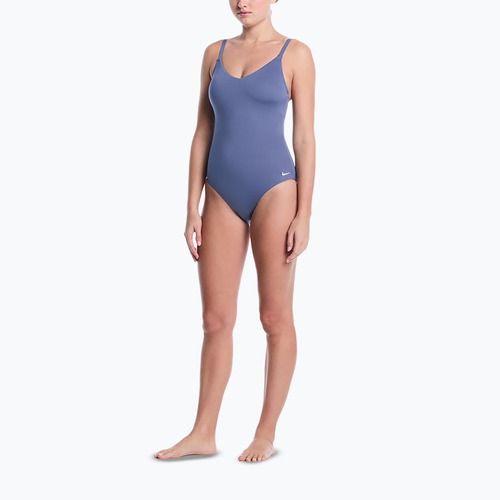Costume da bagno intero da donna Nike Essential V-Neck slate