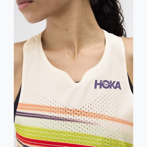 Maglietta da running da donna HOKA Race Day Singlet alabaster flare