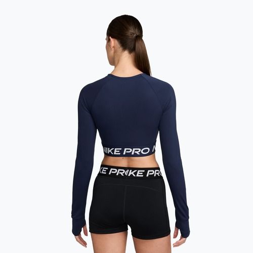 Top da allenamento a maniche lunghe da donna Nike Pro 365 Dri-Fit midnight navy/white