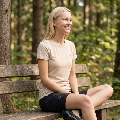 Maglietta da trekking da donna KADVA Merivra merino beige
