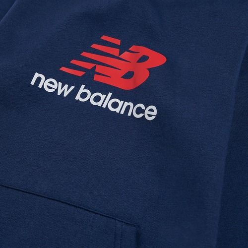 Felpa per bambini New Balance BB Stacked Logo Hoodie nb navy