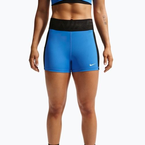 Pantaloncini da allenamento da donna Nike Pro Sculpt Dri-Fit High-Waisted Biker 5" light photo blue/black/white