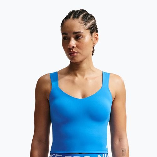 Maglietta da allenamento da donna Nike Pro Sculpt Medium Support Padded Tank light photoblue/white