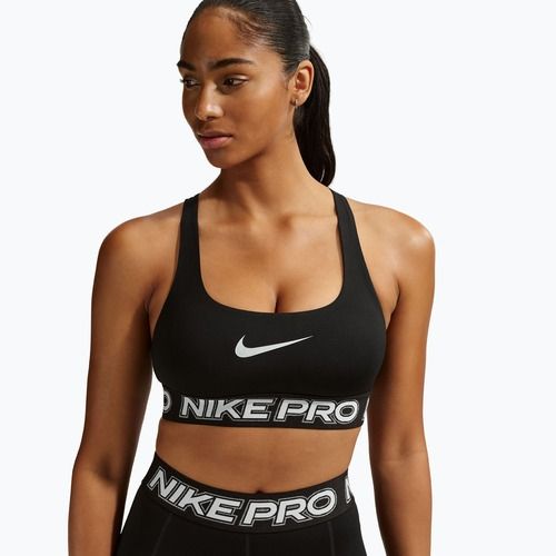 Reggiseno sportivo Nike Pro Light Support Non Padded black/white/metallic silver