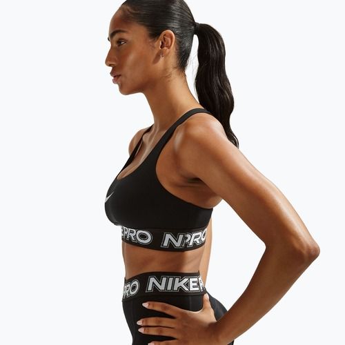 Reggiseno sportivo Nike Pro Light Support Non Padded black/white/metallic silver