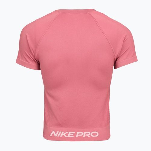 Maglietta da allenamento da donna Nike Pro Seamless Dri-Fit peony/white