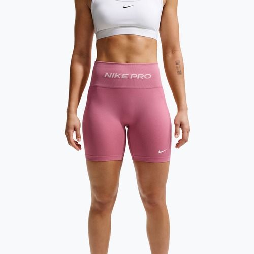 Pantaloncini da allenamento da donna Nike Pro Seamless High Waisted Biker 5" peony/white