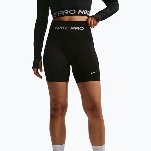Pantaloncini da allenamento da donna Nike Pro Seamless High Waisted Biker 5" black/white