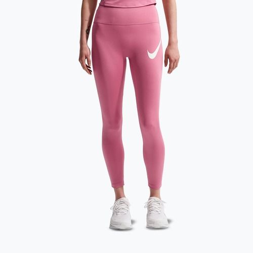 Leggings da corsa da donna Nike Tempo Swoosh Run High-Waisted 7/8 peony/white