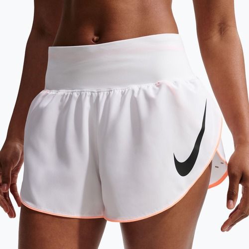 Pantaloncini da corsa da donna Nike Tempo Swoosh Dri-Fit Mid-Rise Brief-Lined white/orange pulse/black