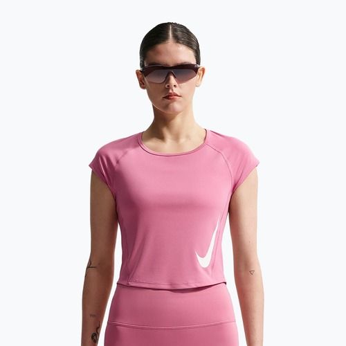 Maglietta da corsa da donna Nike Swoosh Run Dri-Fit peony/photon dust/white
