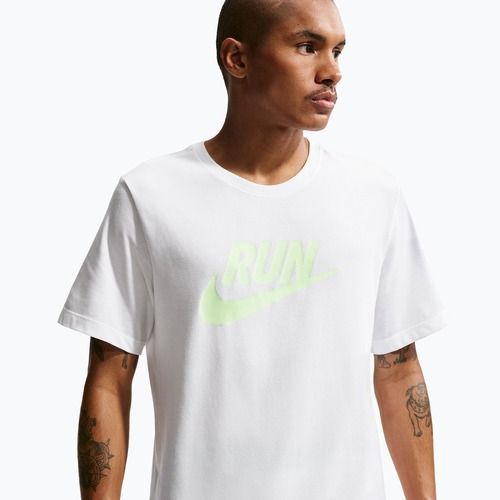 Maglietta da corsa da uomo Nike Dri-Fit Running white/barely volt