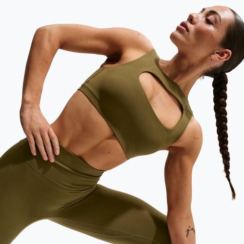 Reggiseno sportivo Nike Zenvy Light-Support Lightly Lined olive flak/white