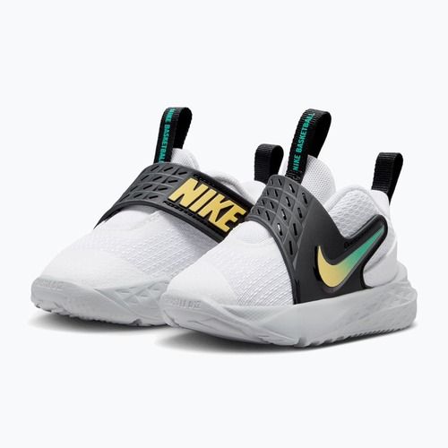 Scarpe per bambini Nike Team Hustle D 12 white/black/clear emerald/topaz gold