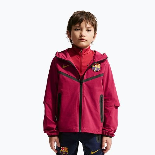 Giacca da calcio per bambini Nike FC Barcelona Tech Full Zip noble red/black/mineral yellow