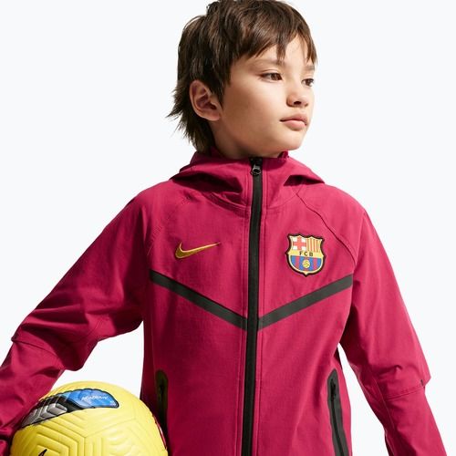 Giacca da calcio per bambini Nike FC Barcelona Tech Full Zip noble red/black/mineral yellow